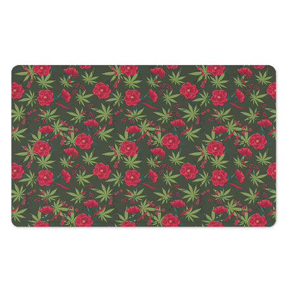 Hemp Leaves And Flowers Pattern Print Polyester Doormat