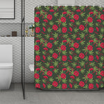 Hemp Leaves And Flowers Pattern Print Polyester Shower Curtain