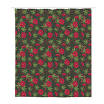 Hemp Leaves And Flowers Pattern Print Polyester Shower Curtain