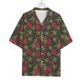 Hemp Leaves And Flowers Pattern Print Rayon Hawaiian Shirt