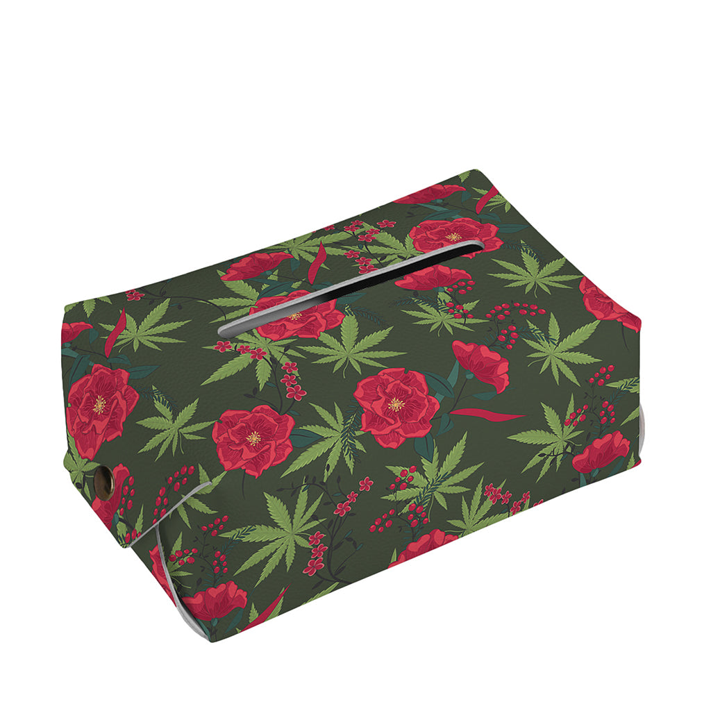 Hemp Leaves And Flowers Pattern Print Rectangle Tissue Box Cover