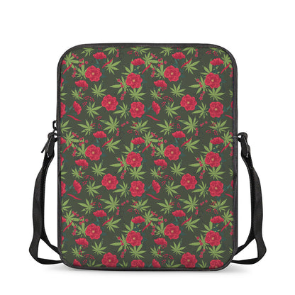 Hemp Leaves And Flowers Pattern Print Rectangular Crossbody Bag