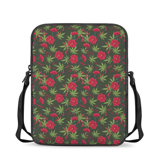 Hemp Leaves And Flowers Pattern Print Rectangular Crossbody Bag