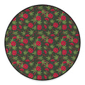 Hemp Leaves And Flowers Pattern Print Round Floor Mat