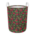 Hemp Leaves And Flowers Pattern Print Round Laundry Basket