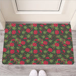 Hemp Leaves And Flowers Pattern Print Rubber Doormat