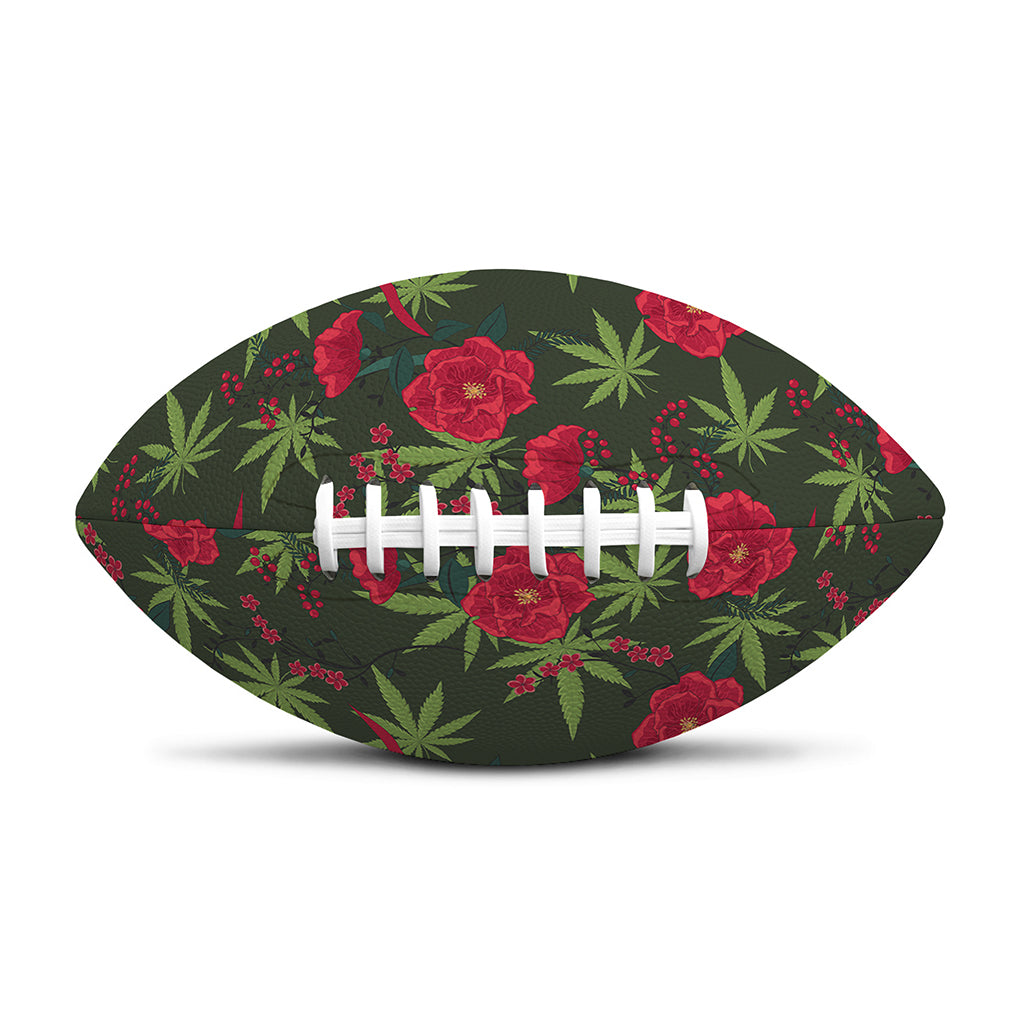 Hemp Leaves And Flowers Pattern Print Rugby Ball