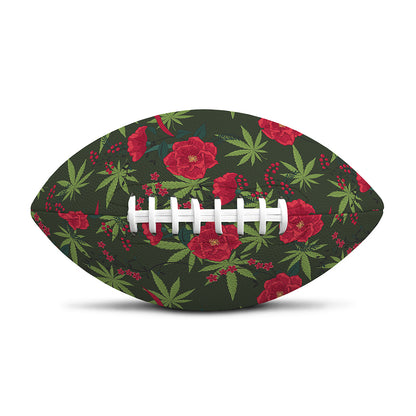 Hemp Leaves And Flowers Pattern Print Rugby Ball