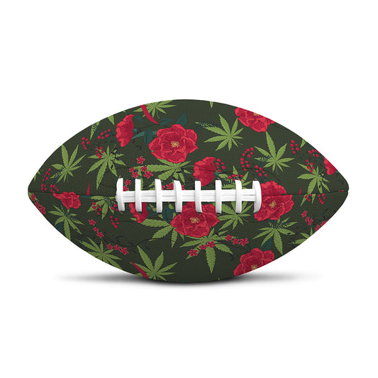 Hemp Leaves And Flowers Pattern Print Rugby Ball
