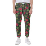 Hemp Leaves And Flowers Pattern Print Scuba Joggers