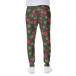 Hemp Leaves And Flowers Pattern Print Scuba Joggers