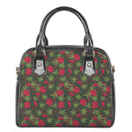Hemp Leaves And Flowers Pattern Print Shoulder Handbag