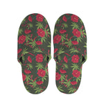 Hemp Leaves And Flowers Pattern Print Slippers