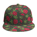 Hemp Leaves And Flowers Pattern Print Snapback Cap
