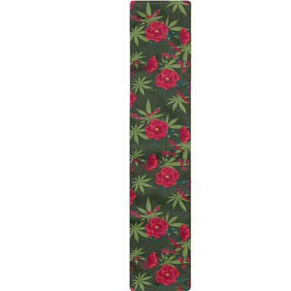 Hemp Leaves And Flowers Pattern Print Table Runner