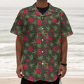Hemp Leaves And Flowers Pattern Print Textured Short Sleeve Shirt