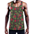 Hemp Leaves And Flowers Pattern Print Men's Workout Tank Top