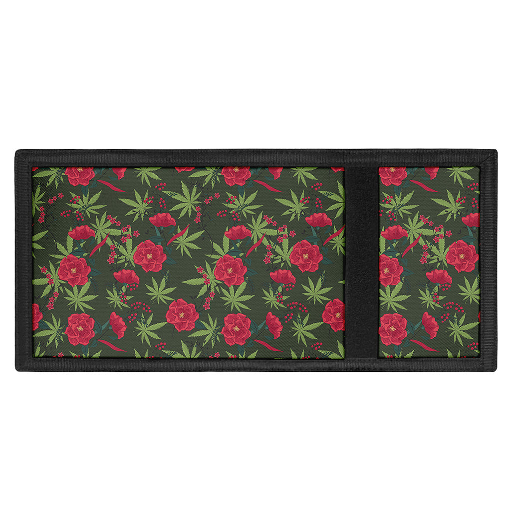 Hemp Leaves And Flowers Pattern Print Trifold Wallet