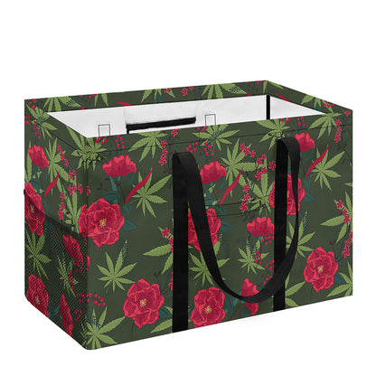 Hemp Leaves And Flowers Pattern Print Utility Tote Bag