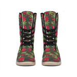 Hemp Leaves And Flowers Pattern Print Winter Boots