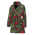 Hemp Leaves And Flowers Pattern Print Women's Bathrobe