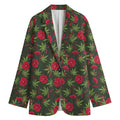 Hemp Leaves And Flowers Pattern Print Women's Blazer