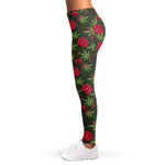 Hemp Leaves And Flowers Pattern Print Women's Leggings