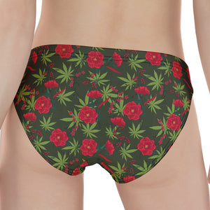 Hemp Leaves And Flowers Pattern Print Women's Panties