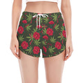 Hemp Leaves And Flowers Pattern Print Women's Split Running Shorts