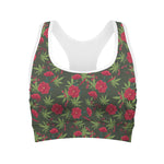 Hemp Leaves And Flowers Pattern Print Women's Sports Bra