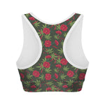 Hemp Leaves And Flowers Pattern Print Women's Sports Bra