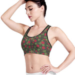 Hemp Leaves And Flowers Pattern Print Women's Sports Bra