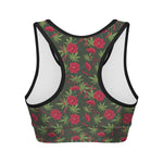 Hemp Leaves And Flowers Pattern Print Women's Sports Bra