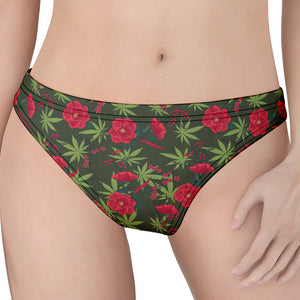 Hemp Leaves And Flowers Pattern Print Women's Thong