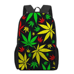 Hemp Leaves Reggae Pattern Print 17 Inch Backpack