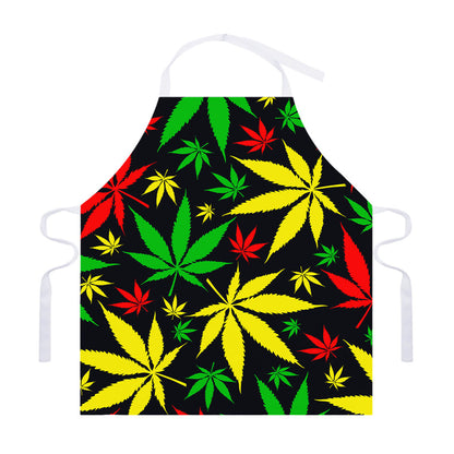 Hemp Leaves Reggae Pattern Print Adjustable Apron