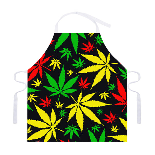 Hemp Leaves Reggae Pattern Print Adjustable Apron