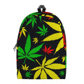 Hemp Leaves Reggae Pattern Print School Backpack