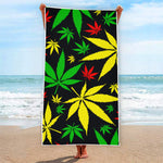 Hemp Leaves Reggae Pattern Print Beach Towel
