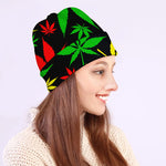 Hemp Leaves Reggae Pattern Print Beanie