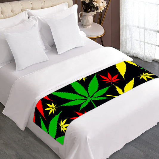 Hemp Leaves Reggae Pattern Print Bed Runner