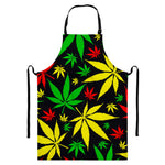Hemp Leaves Reggae Pattern Print Bib Apron With Pocket