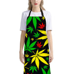 Hemp Leaves Reggae Pattern Print Bib Apron With Pocket