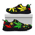 Hemp Leaves Reggae Pattern Print Black Running Shoes