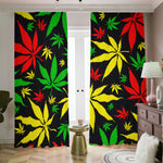 Hemp Leaves Reggae Pattern Print Blackout Pencil Pleat Curtains