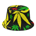 Hemp Leaves Reggae Pattern Print Bucket Hat