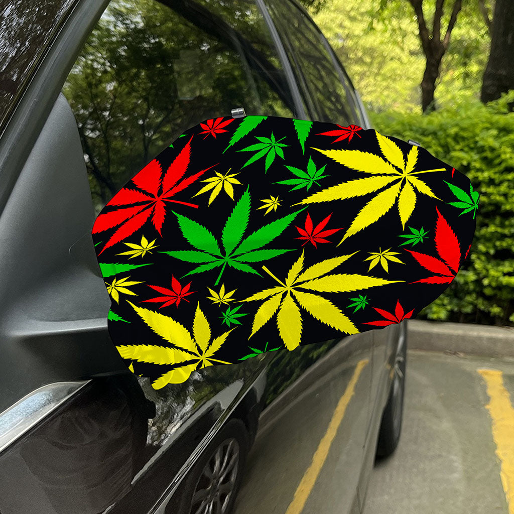 Hemp Leaves Reggae Pattern Print Car Side Mirror Covers