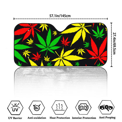 Hemp Leaves Reggae Pattern Print Car Windshield Sun Shade