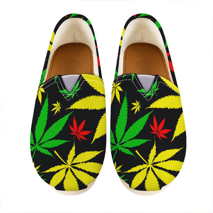 Hemp Leaves Reggae Pattern Print Casual Shoes