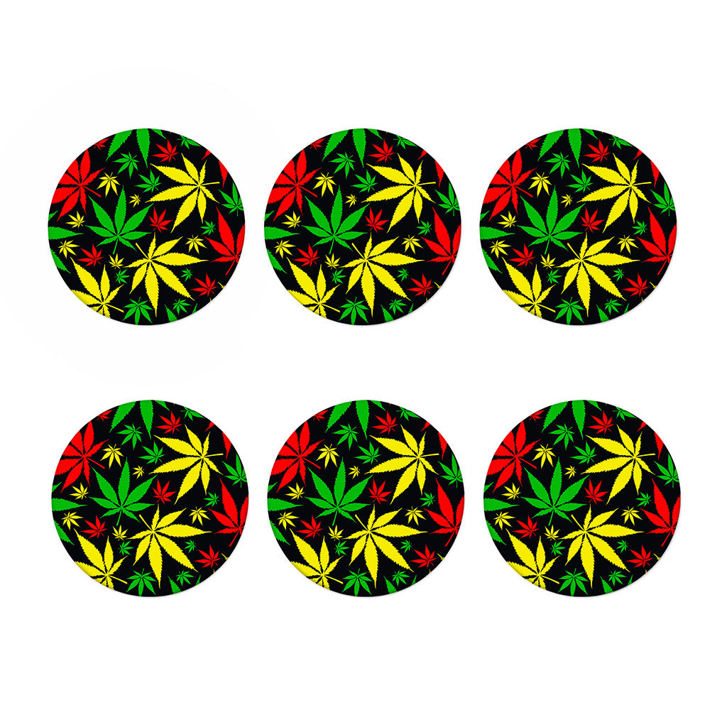 Hemp Leaves Reggae Pattern Print Coaster Set